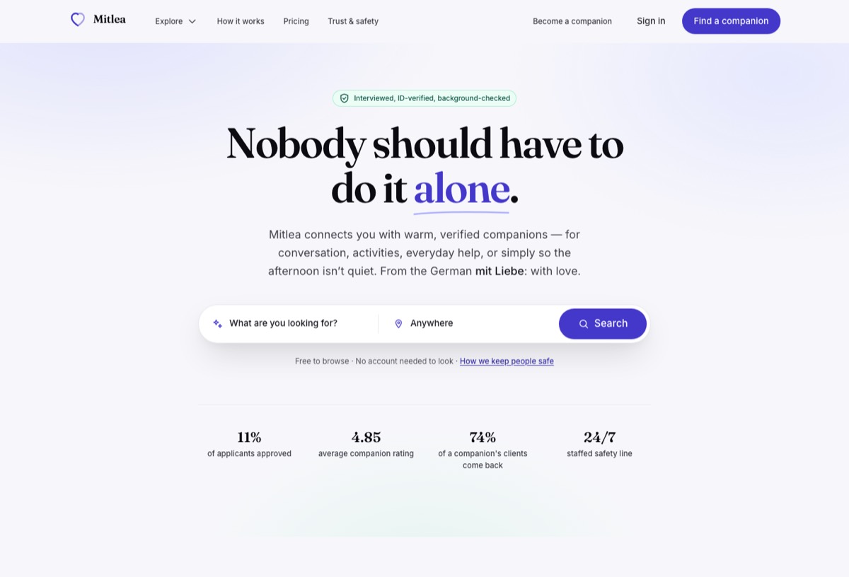 The Mitlea landing page