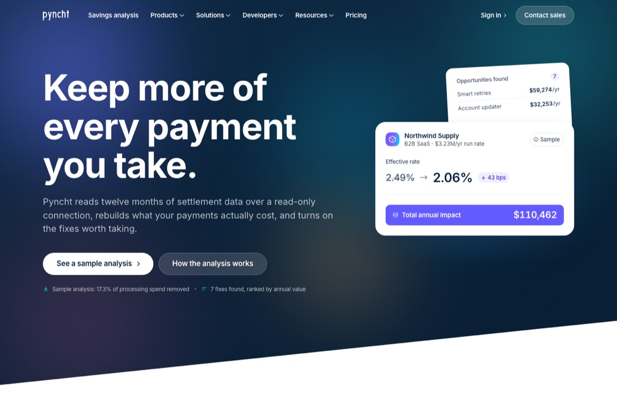 The Pyncht landing page